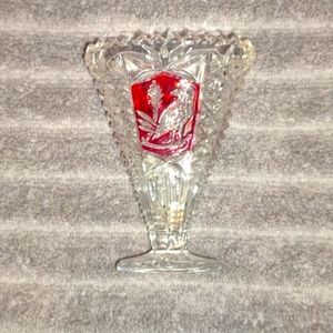 Vintage Hofbauer Red Bird crystal vase Germany